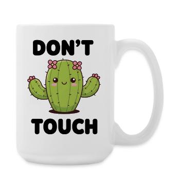 Süßer Kaktus mit Blumen – Kawaii Illustration - Große Tasse 440 ml - Weiß - Rechts