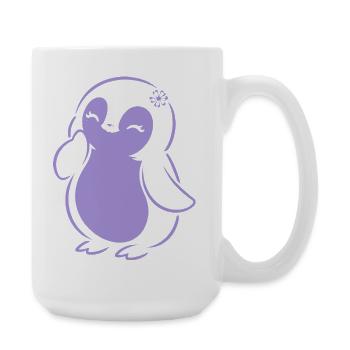 Cute Minimalist Penguin Silhouette Girl - Large Mug 440 ml - white - Right