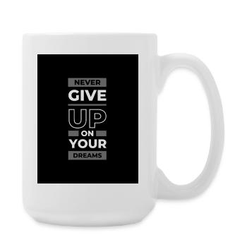 Never Give Up On Your Dreams – Motivational Typo - Große Tasse 440 ml - Weiß - Rechts