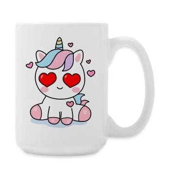 Love Unicorn Kawaii – Cute Heart Design - Large Mug 440 ml - white - Right