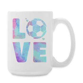 Love Football T-Shirt – Sport & Heart Design - Grande tasse 440 ml - blanc - Droite