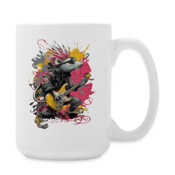 Rat punk à la guitare – Art rock - Grande tasse 440 ml - blanc - Droite