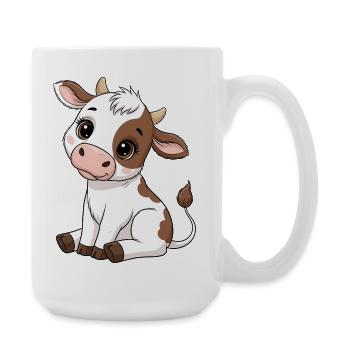 Süßes Kuhkalb Cartoon Motiv - Große Tasse 440 ml - Weiß - Rechts