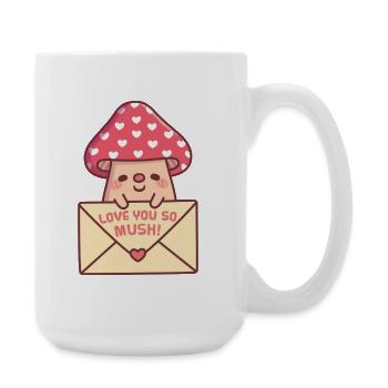 Cute Mushroom With Letter Love You So Mush Pun - Large Mug 440 ml - white - Right