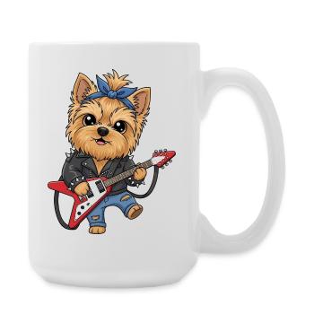 Punk Yorkie with guitar - Large Mug 440 ml - white - Right