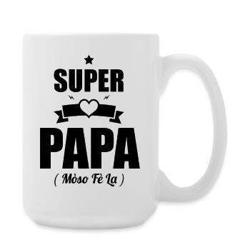 Super Papa Gift - Mòso Fè La T-shirt - Large Mug 440 ml - white - Right