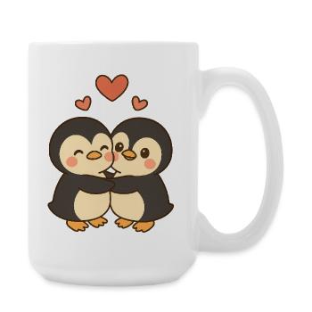Pinguin Paar Liebe - Große Tasse 440 ml - Weiß - Rechts