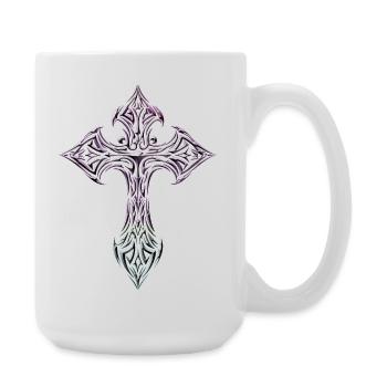 Prismatisches Kreuz mit tätowiertem Wappen - Große Tasse 440 ml - Weiß - Rechts