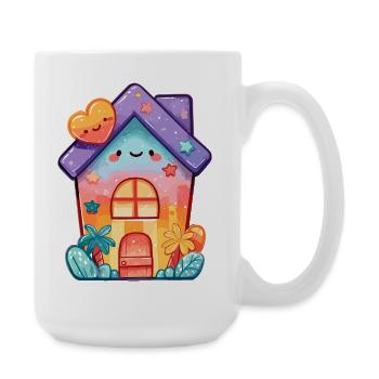 Pastellkawaii Häuschen Design - Große Tasse 440 ml - Weiß - Rechts
