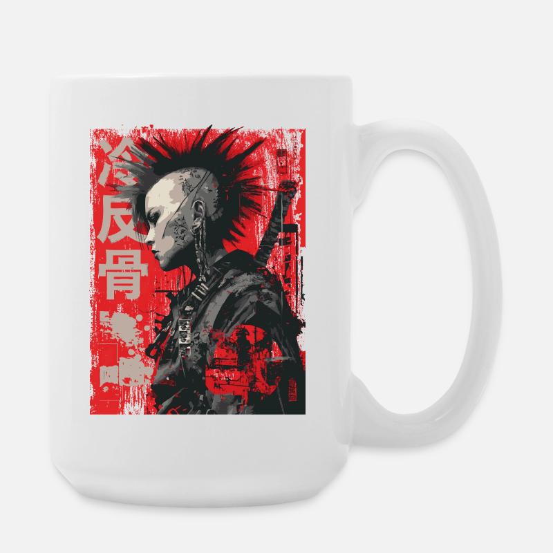 Punk Warrior – 冷反骨 Urban Art - Large Mug 440 ml - white