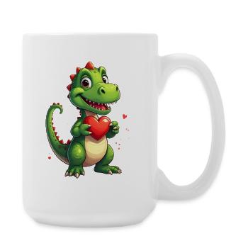 Dinosaurier mit Herz zum Valentinstag - Große Tasse 440 ml - Weiß - Rechts