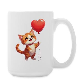 Chat avec ballon en forme de cœur pour la Saint-Valentin - Grande tasse 440 ml - blanc - Droite