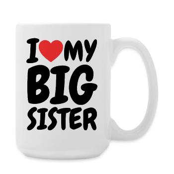 I Love My Big Sister Heart Family Funny - Large Mug 440 ml - white - Right