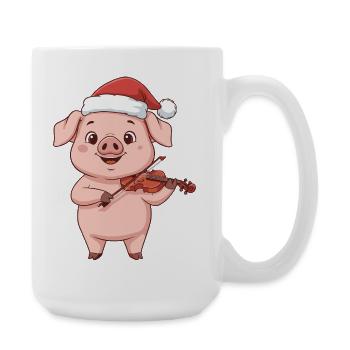 Animaux de ferme de cochons de Noël jouant du violon - Grande tasse 440 ml - blanc - Droite