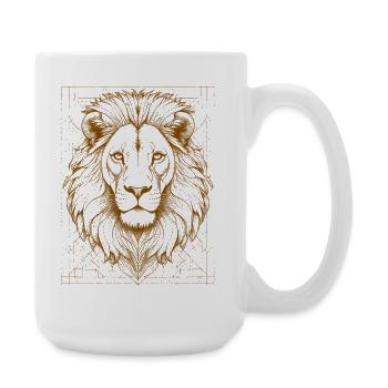 Geometric lion head with ornament - Large Mug 440 ml - white - Right