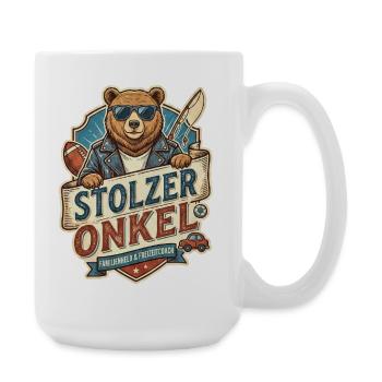 Stolzer Onkel Bär – Freizeitheld - Große Tasse 440 ml - Weiß - Rechts