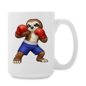Boxeur paresseux sympa et boxeur d’arts martiaux - Grande tasse 440 ml - blanc - Droite