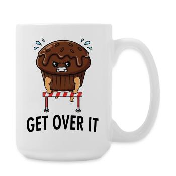 Muffin Sport Süßigkeit Läufer Hürdenlauf Spruch - Große Tasse 440 ml - Weiß - Rechts