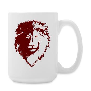 Roter Löwenkopf Silhouette - Große Tasse 440 ml - Weiß - Rechts