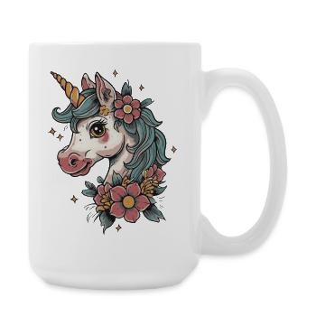 flowery unicorn - Large Mug 440 ml - white - Right