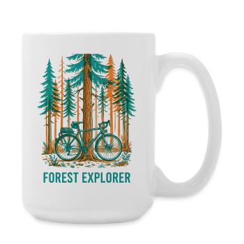 Forest Explorer Risograph Fahrradkunst - Große Tasse 440 ml - Weiß - Rechts