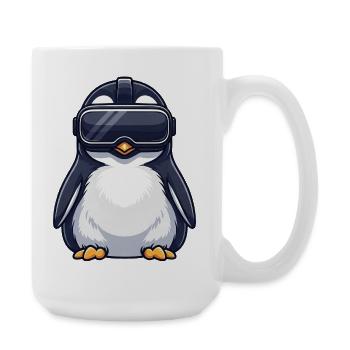 Cute Penguin Tawny Owl Gamer Cartoon VR Gamer - Large Mug 440 ml - white - Right