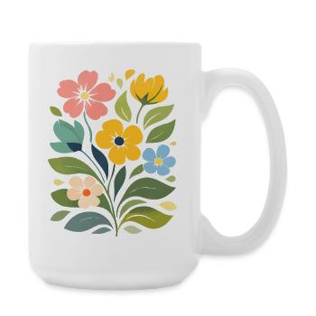 Bunte Blumen Illustration Florales Naturmotiv   - Große Tasse 440 ml - Weiß - Rechts