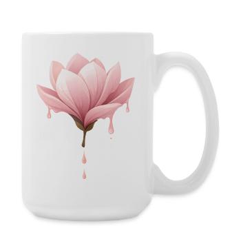Magnolienblüte Illustration Tropfende Blume  - Große Tasse 440 ml - Weiß - Rechts