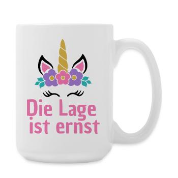 LAGE IST ERNST, COOLES EINHORN! LUSTIGER SPRUCH - Große Tasse 440 ml - Weiß - Rechts