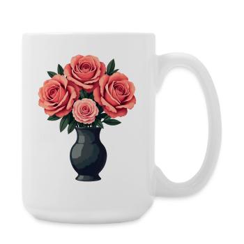 Rosa Rosen - Große Tasse 440 ml - Weiß - Rechts