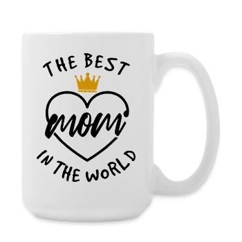 Shirt der besten Mutter der Welt – Kronendesign - Große Tasse 440 ml - Weiß - Rechts