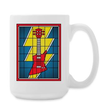 Stained Glass Guitar with Lightning Bolt - Large Mug 440 ml - white - Right