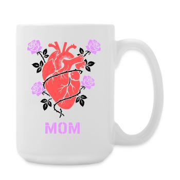 Anatomisches Herz Rosen Mom - Große Tasse 440 ml - Weiß - Rechts
