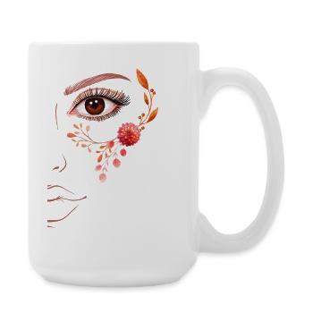 Boho Line Art Floral Design - Große Tasse 440 ml - Weiß - Rechts