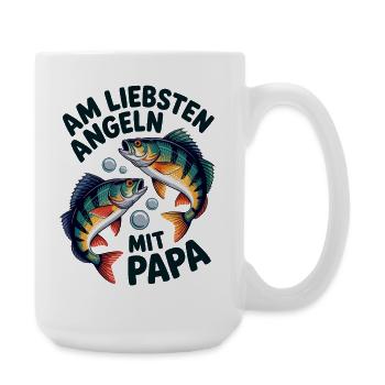 Angeln mit Papa Fischduo - Große Tasse 440 ml - Weiß - Rechts