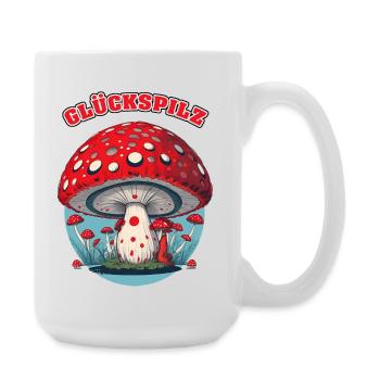 Glückspilz Cartoon Pilz - Große Tasse 440 ml - Weiß - Rechts