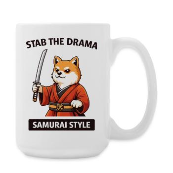 Samurai Shiba : Poignarder le drame - Grande tasse 440 ml - blanc - Droite