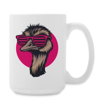 Bouquet with sunglasses, Nandu, Emu - Large Mug 440 ml - white - Right