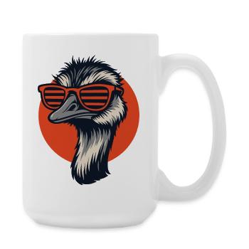 Strauß mit Retro-Sonnenbrille - Große Tasse 440 ml - Weiß - Rechts