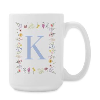 Feminin Flower Monogramm K - Große Tasse 440 ml - Weiß - Rechts