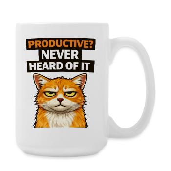 Sarcastic Cat Productivity Quote Meme - Large Mug 440 ml - white - Right