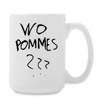 WoPommes – Lustiges Wortspiel Design mit Pommes  - Große Tasse 440 ml - Weiß - Rechts
