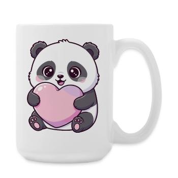 Kawaii Panda Heart Love - Large Mug 440 ml - white - Right