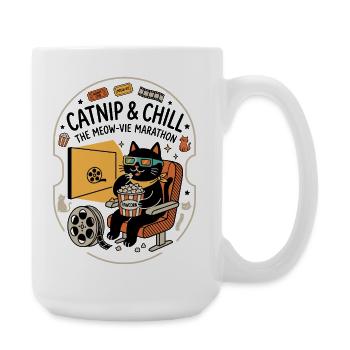 Cinema Cat Popcorn 3D Look - Large Mug 440 ml - white - Right