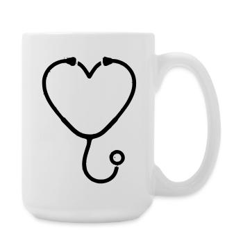 Stethoskop Herz Medizin Outline - Große Tasse 440 ml - Weiß - Rechts