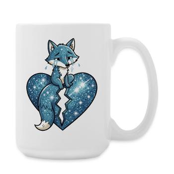 Fox animal sad symbol heart broken - Large Mug 440 ml - white - Right