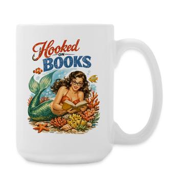 Sirène rétro : Accro aux livres Design de pin-up - Grande tasse 440 ml - blanc - Droite