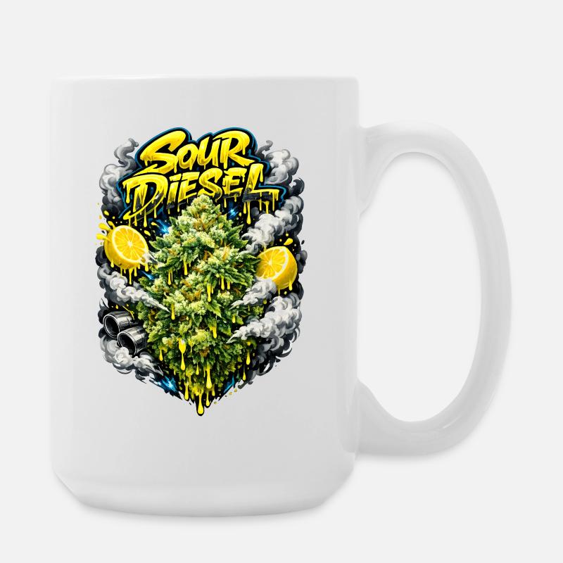 Sour Diesel Strain Typography Print - Large Mug 440 ml - white