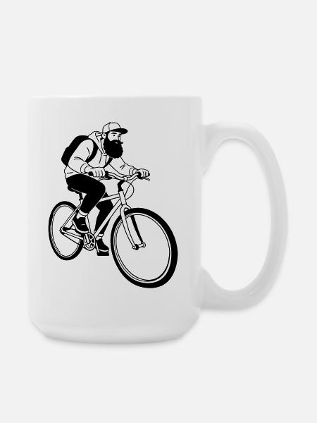 bike hipster - Large Mug 440 ml - white