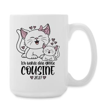 Ich werde eine große Cousine 2027 Katzen - Große Tasse 440 ml - Weiß - Rechts